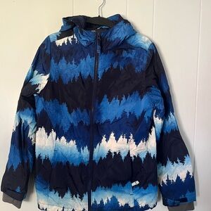 Lands' End Kids Winter Jacket - Blue Trees Pattern